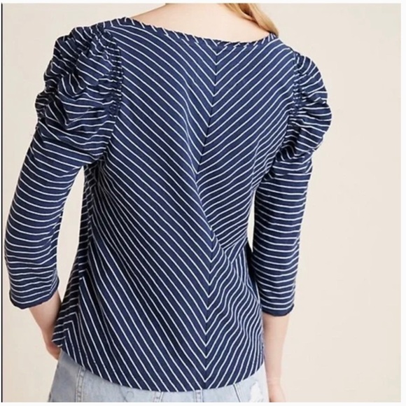 Anthropologie Maeve Lauryn Striped 3/4" Sleeve Top - Picture 3 of 10